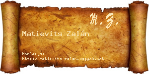 Matievits Zalán névjegykártya